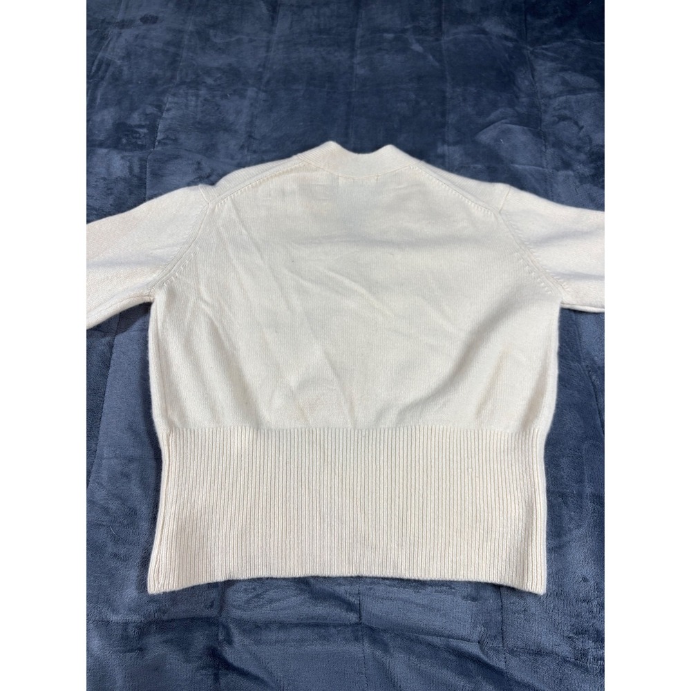 L'art Cream Wool Blend V-Neck Button Front Cardigan Sweater Made in Korea FREE - Picture 9 of 10